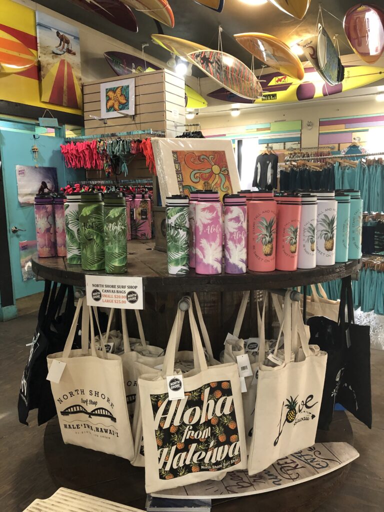 North Shore Surf Shop has lots of cute local designs on many different kinds of items. 