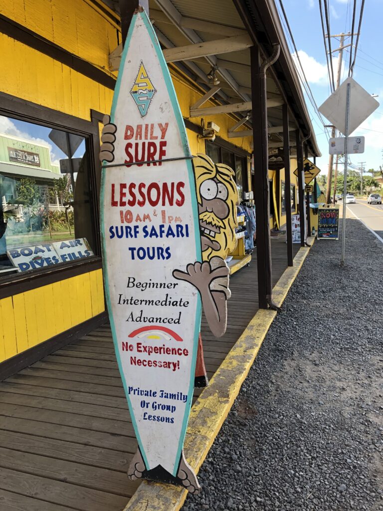 Go to Haleiwa Surf N Sea if you want to take surfing lessons. 