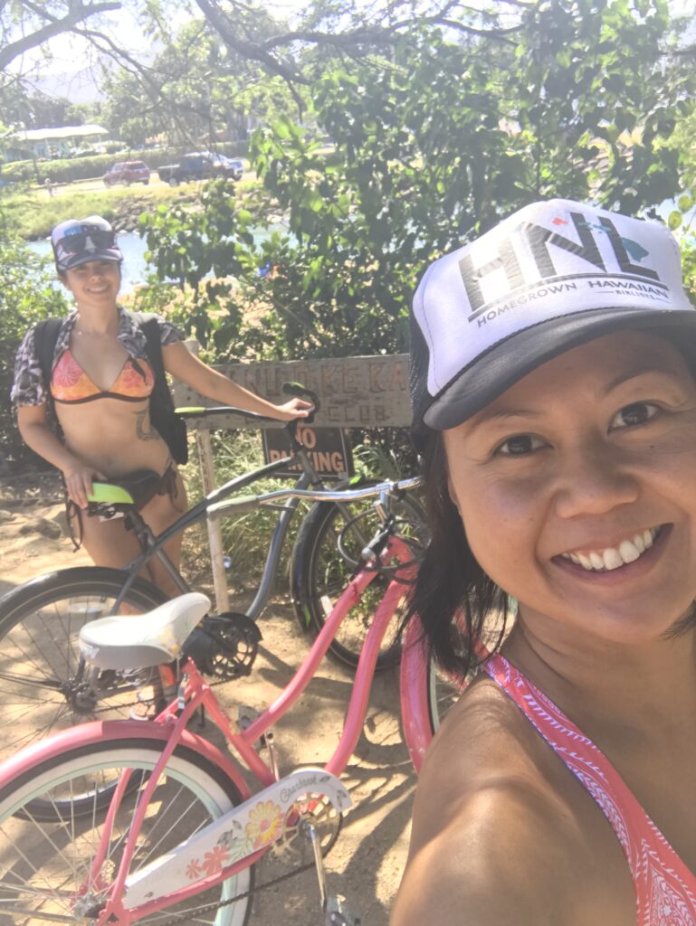 Rent a bike to get around Haleiwa town. My sister and I had a quick fun adventure. 