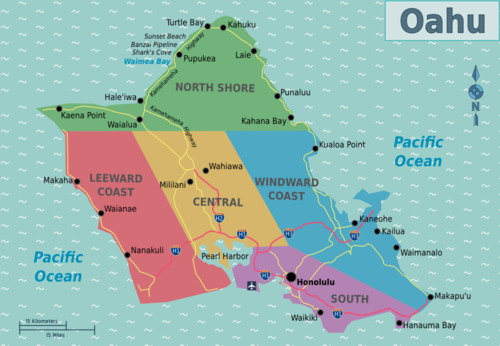 This regional map of the island of Oahu is handy and helpful.