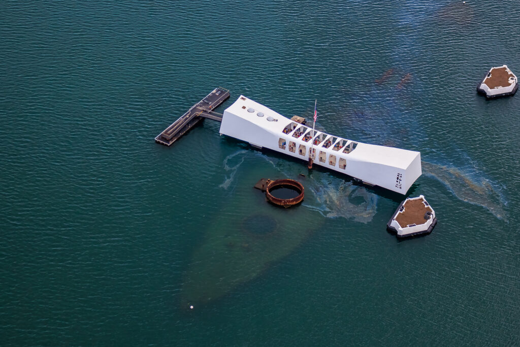 Pearl Harbor and the USS Arizona. 