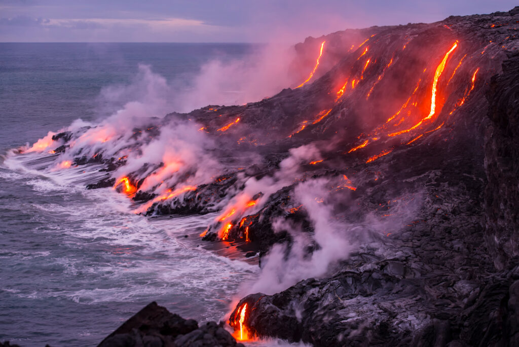 The lava flow from the Kilauea Volcano is expanding the Big Island of Hawaii.