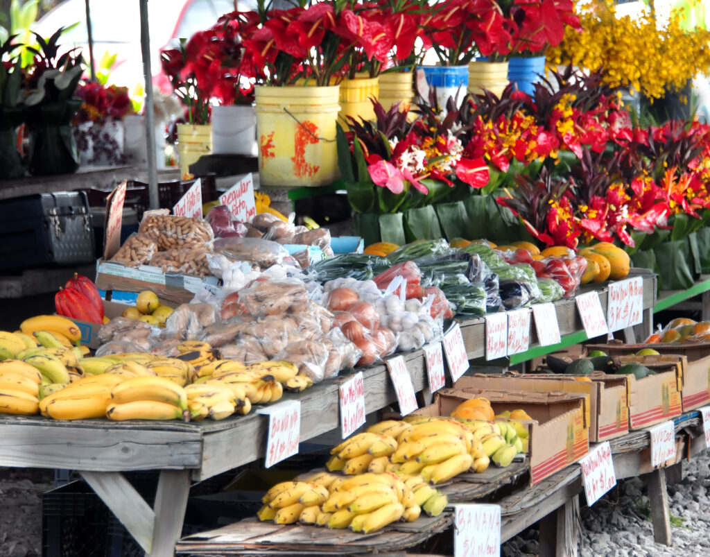 The Big Island of Hawaii has an awesome Farmer's Market. Check out the Hilo Farmers Market on Wednesdays and Saturdays. 