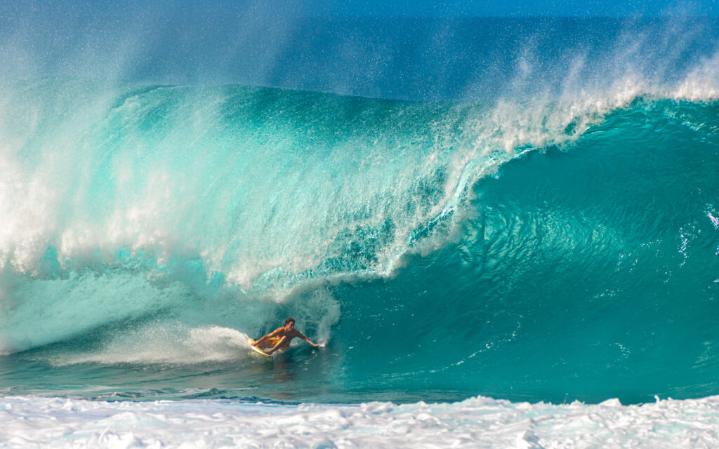 Sunset Beach on the island of Oahu is where many surf competitions are held. Sunset beach also displays awesome sunsets. 