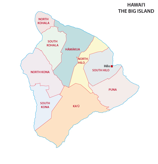 This regional map of the Big Island can be used as a great guide when planning your trip.