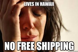 Free shipping in Hawaii does not really mean Free Shipping. Free shipping usually excludes Hawaii and Alaska which sucks so bad.