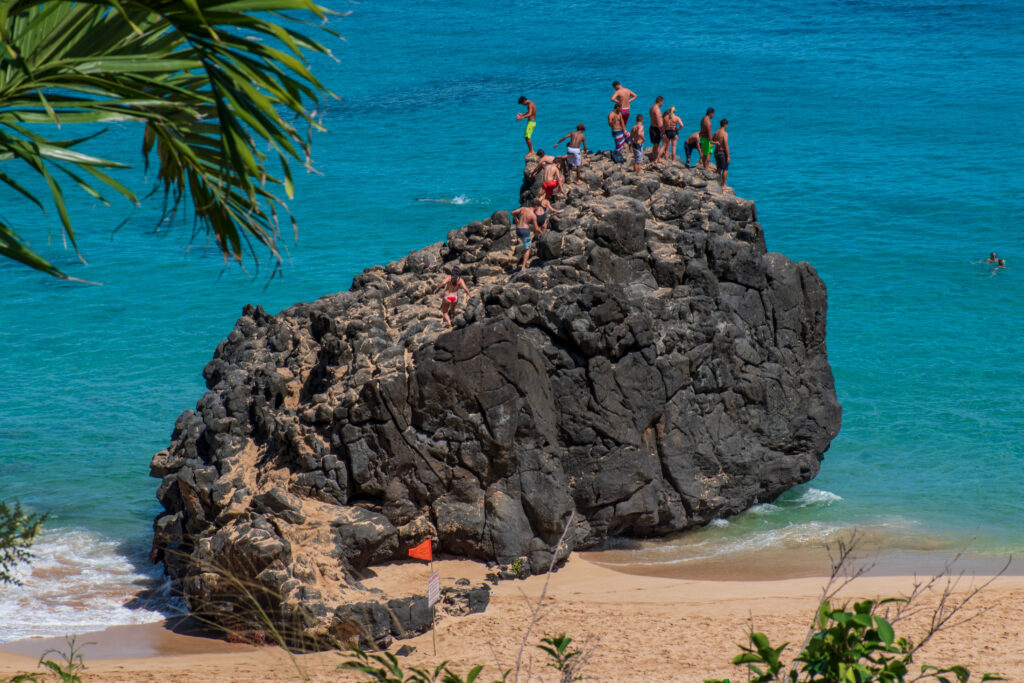 Waimea Bay Rock should be one of the things to do while on Oahu. Jump at your own risk after observing the local kids first. 